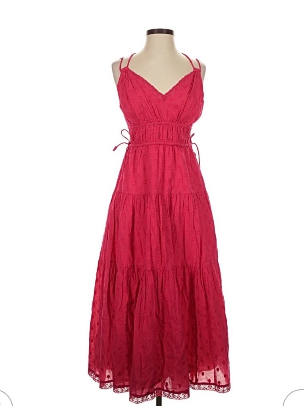 Ulla Johnson Fuchsia Eyelet Tiered Maxi Dress